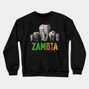 Africa's Big Five Zambia Pride Wildlife Crewneck Sweatshirt